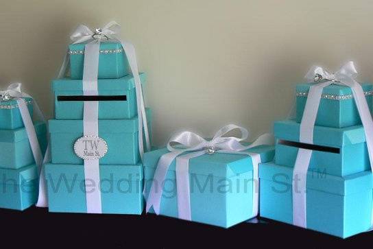 Tiffany Blue Theme Wedding Card Box & Centerpieces