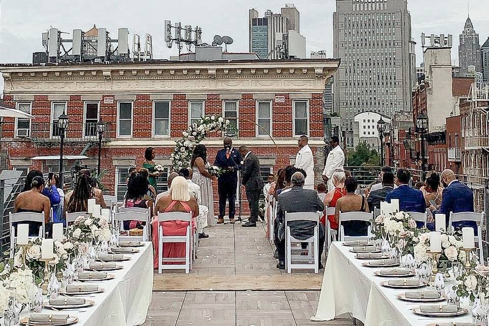 Wedding setup on rooftop