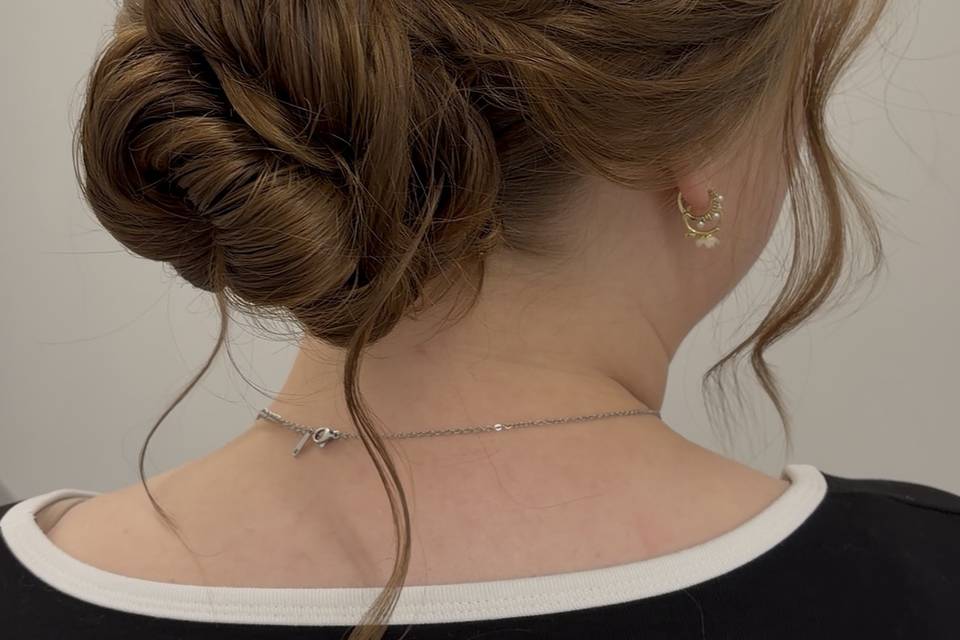 Romantic low textures updo