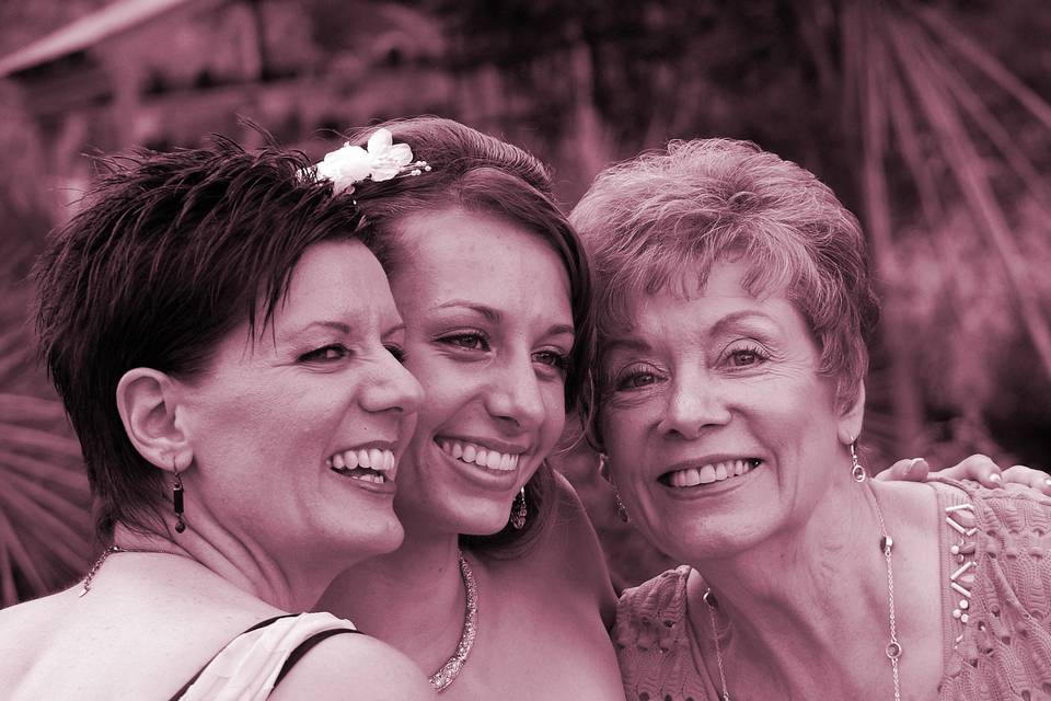 The bride with her mother and grandmother.