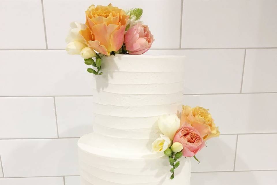 3 tier with natural flowers