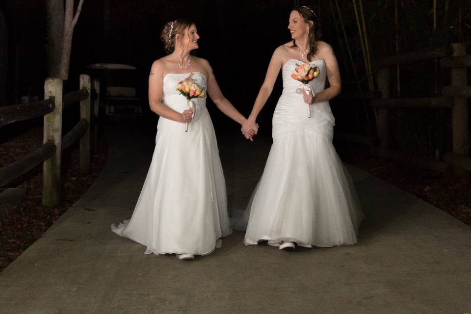 Bride & Bride Holding Hands