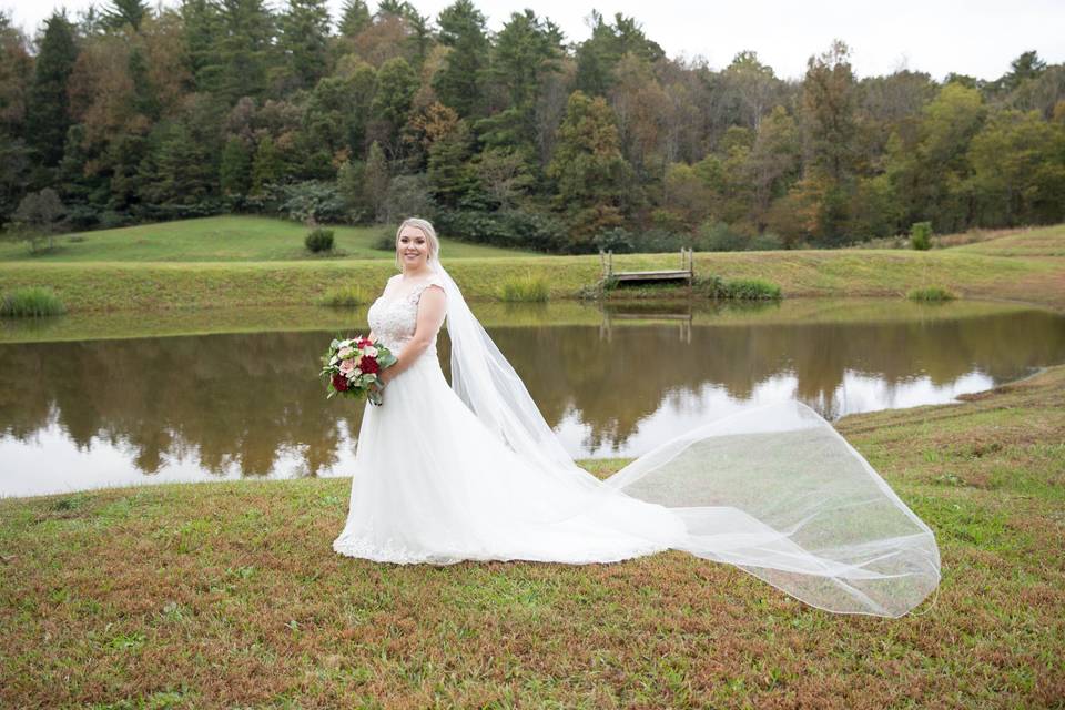 Bridal at a pond