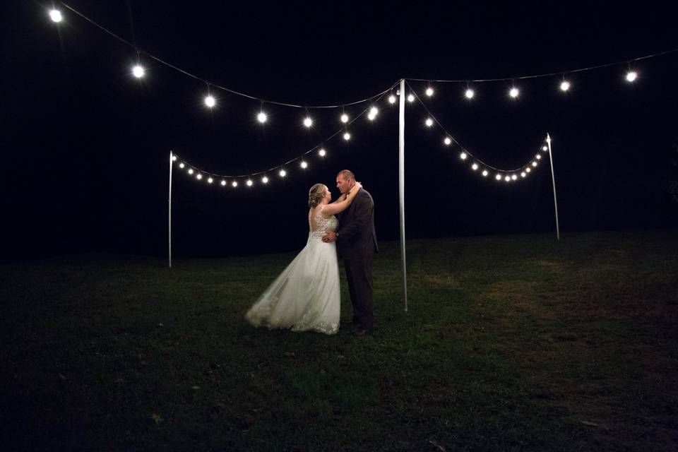 Bride & Groom dancing at Night