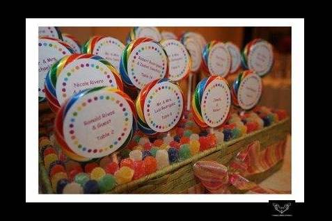 Lollipop placecards for a candy themed bridal shower.  Photo courtesy of Unique Design Studios - http://www.udsphoto.com