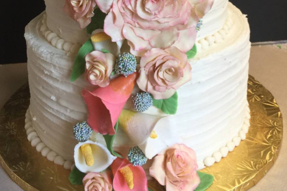 Three tier cake with flowers