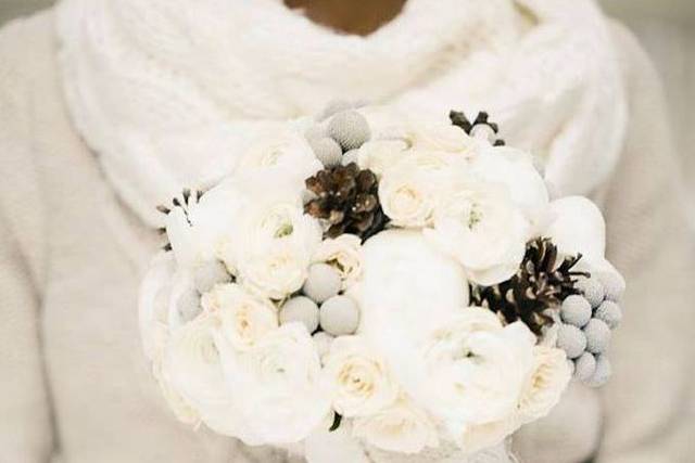 The bride holding her bouquet
