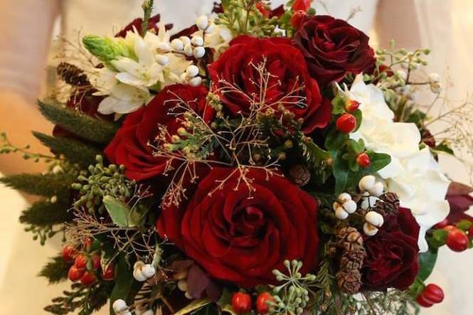 The bride holding her bouquet