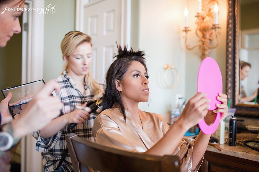 Bride checking herself out