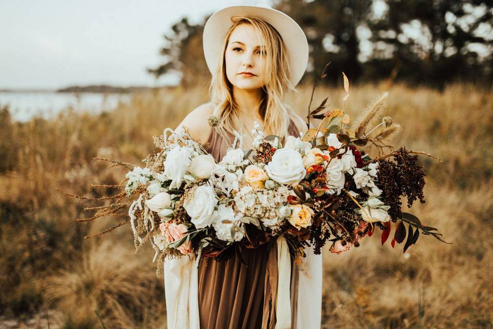 Bride in a field