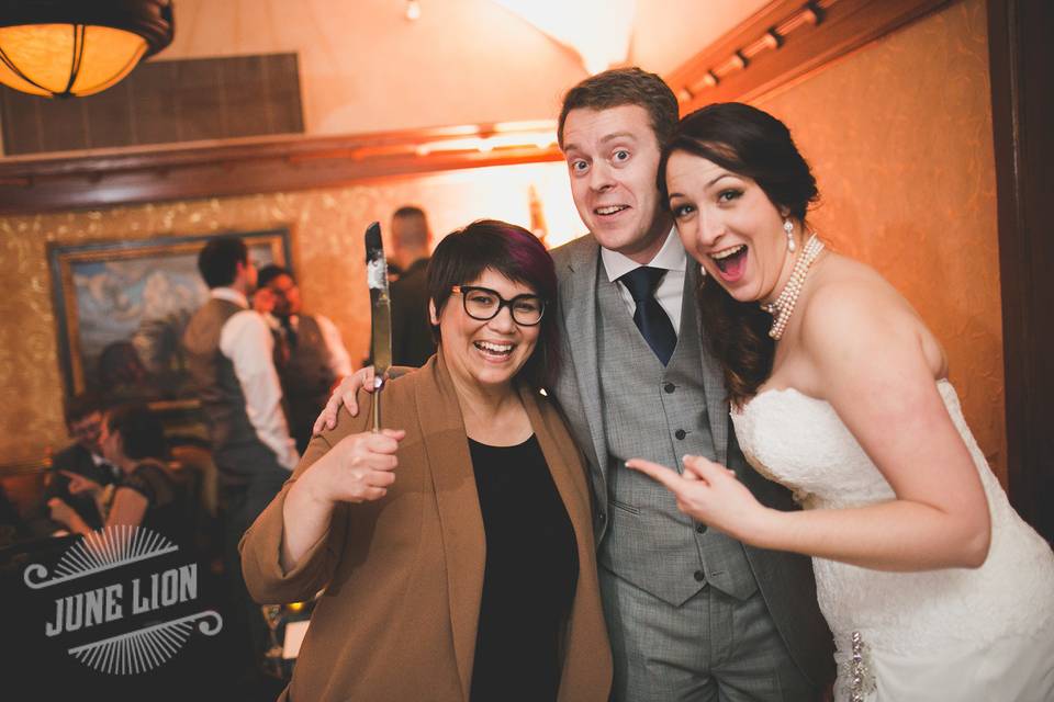 Did you want some dessert?! AWE Productions owner, Jenn, serving it up to an AWE couple for this swanky late night reception.