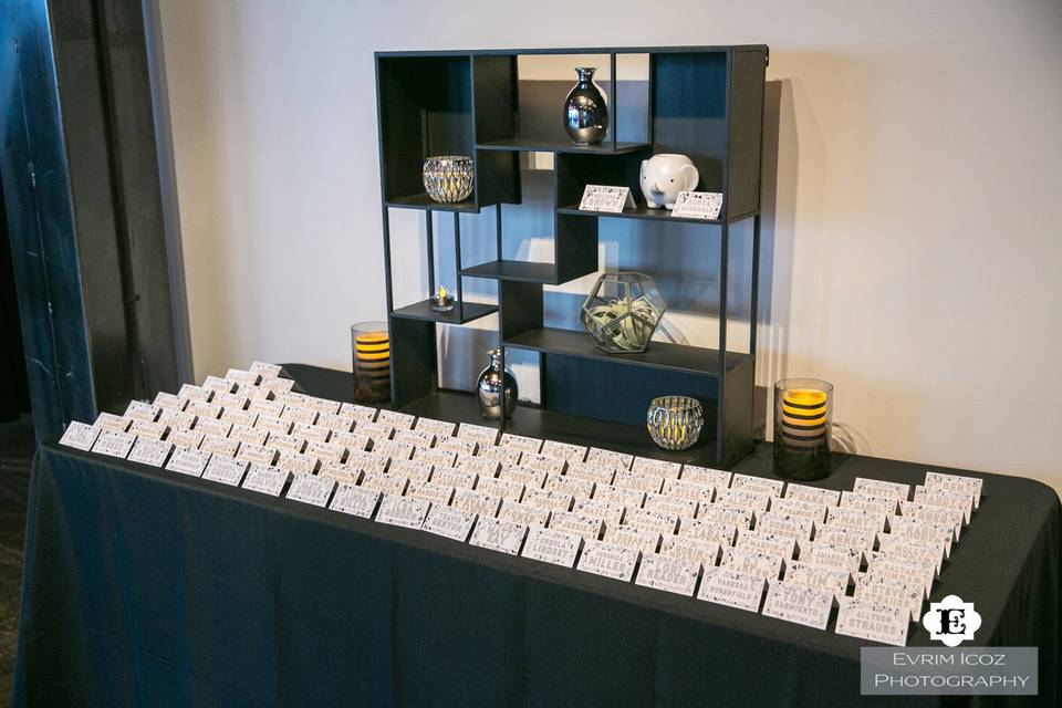 Modern take on a place card table.