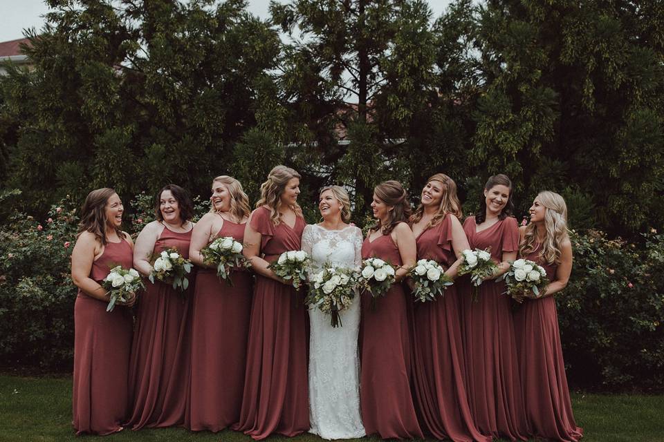 Bride with bridesmaids