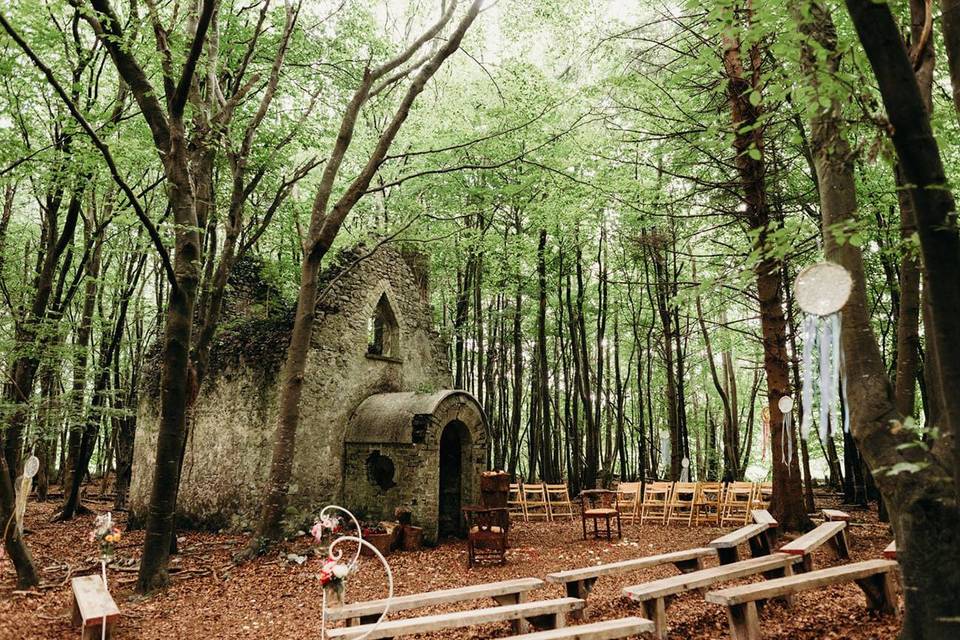 Woodland Chapel Ruin Elopement