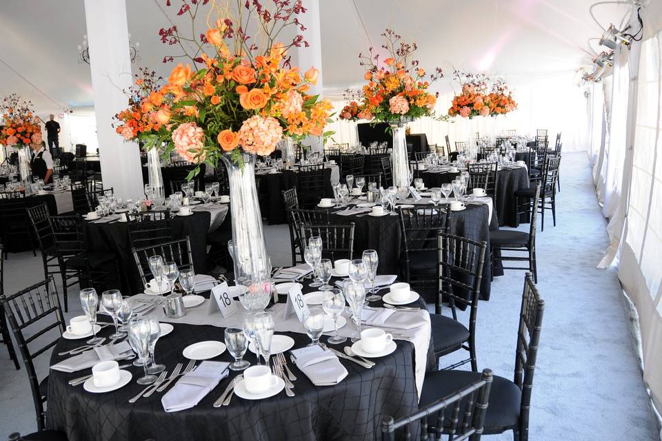 Table setup with lantern centerpiece