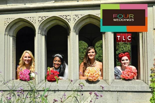 The bride with her bridesmaids