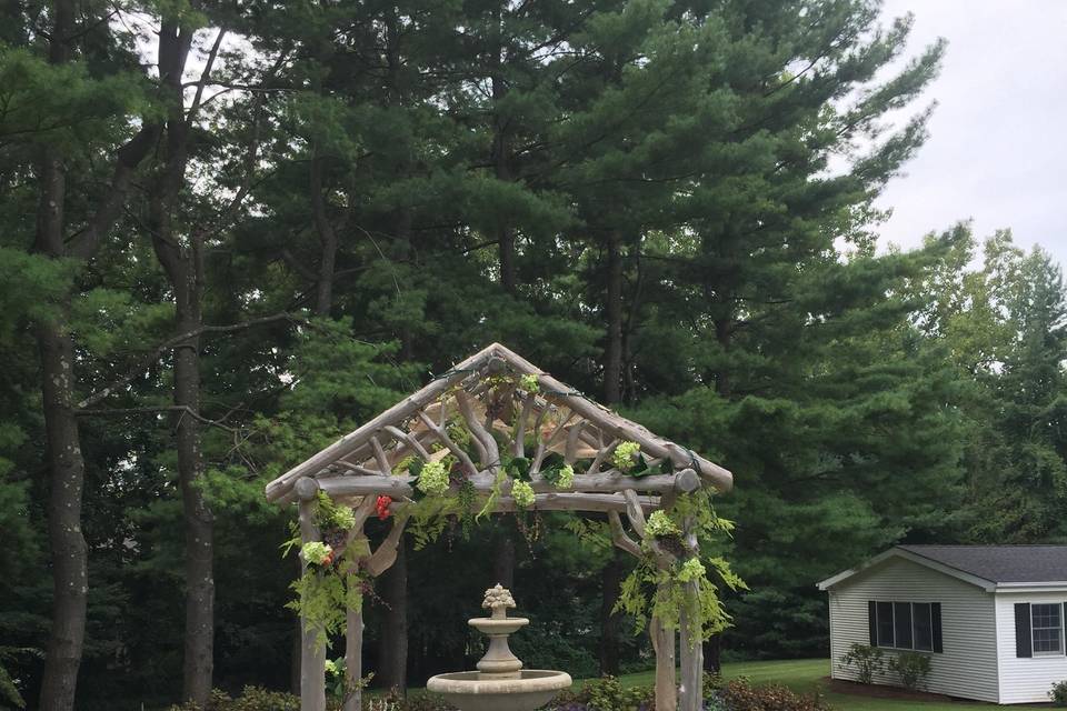 Decorated arbor built by Troy