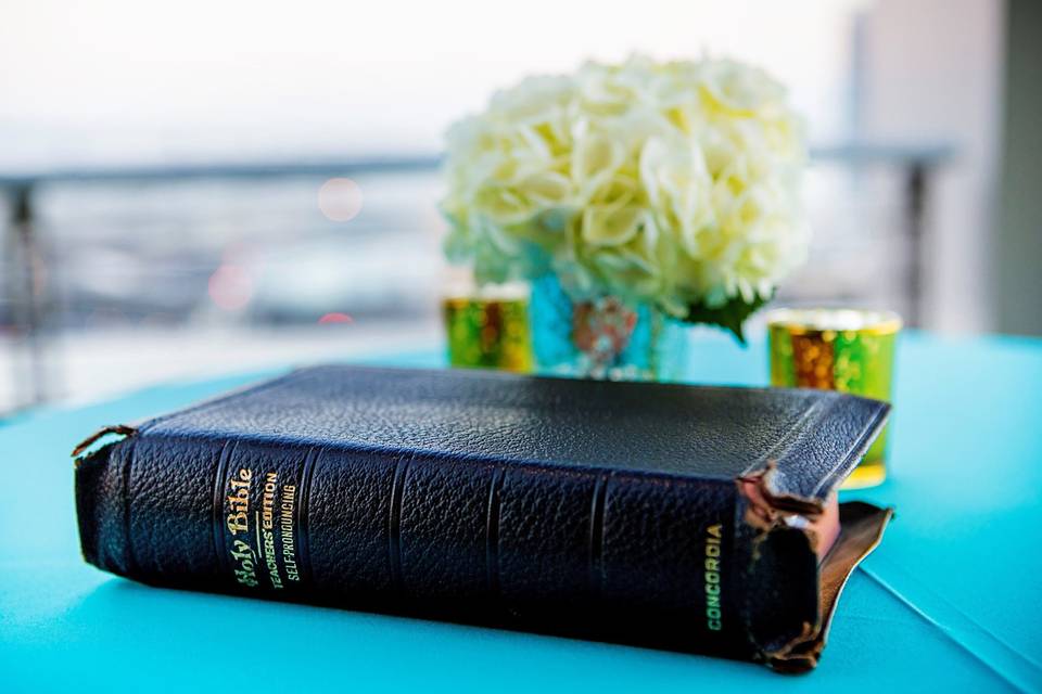 The bible and the bride's bouquet