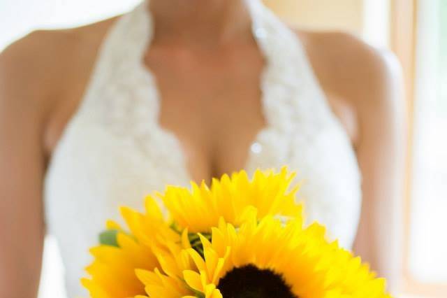 The bride holding her bouquet