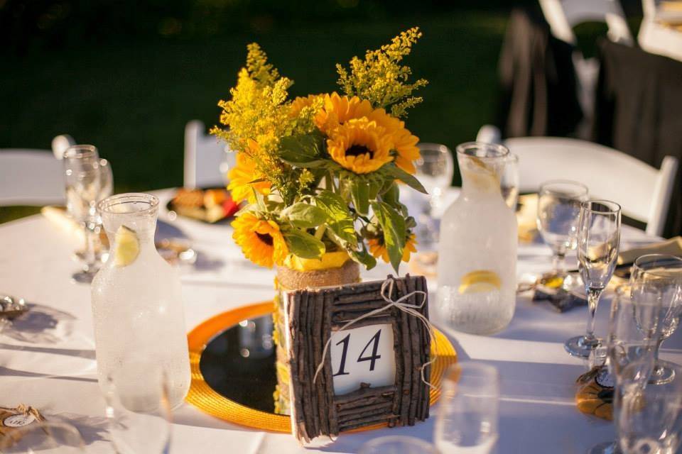 Table setup with centerpiece