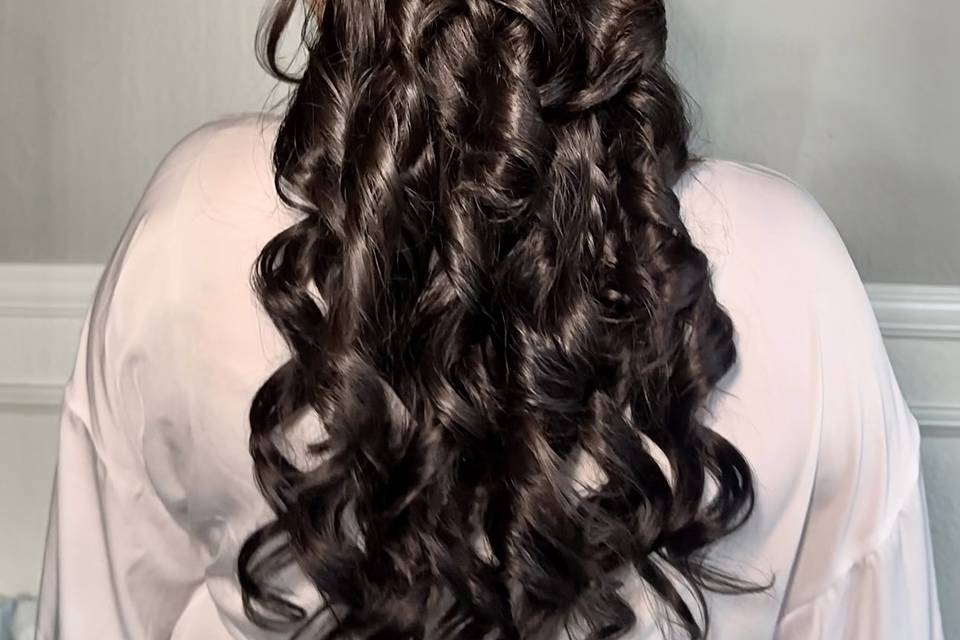 Half up do volume curls