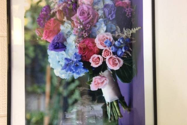 Framed photo of a bouquet