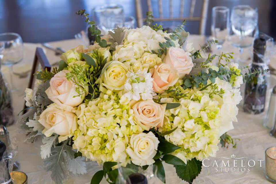 Hydrangeas and roses