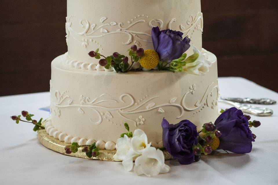 Three tier cake with flowers