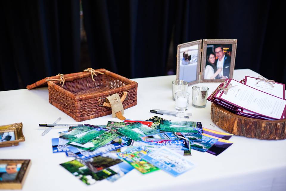 Wedding welcome table setup