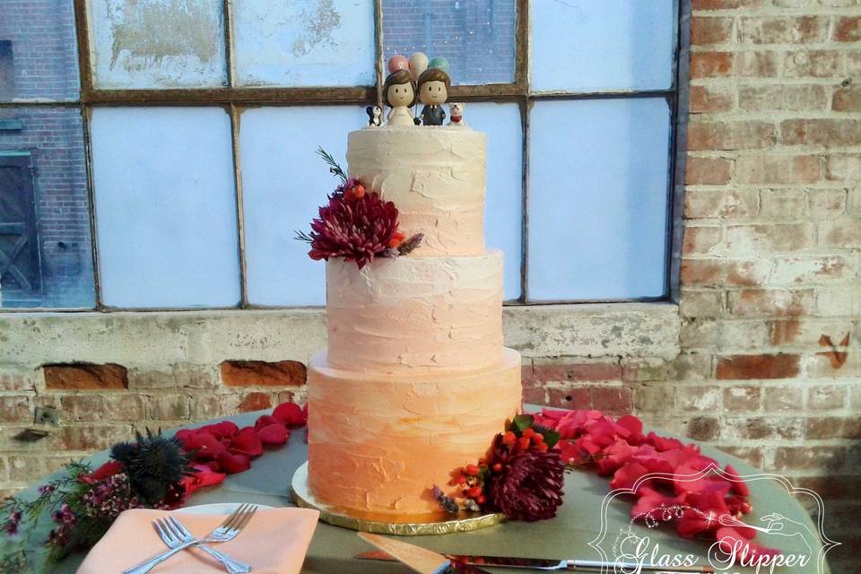 Coral ombre rustic textured buttercream .... shabby, chic, modern, fun