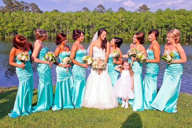 The bride with her bridesmaids