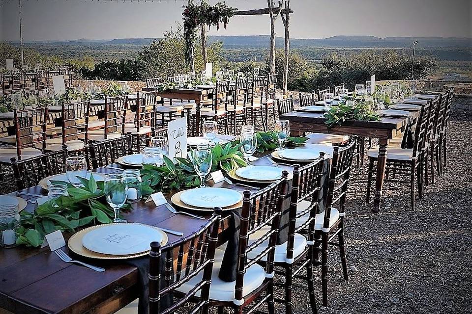 Alder and mahogany farm tables