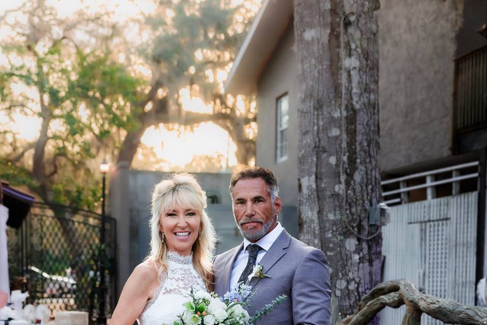 Bride and groom near entrance