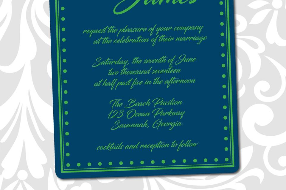 Complete wedding invitation suites - custom printed invitation cards, pocket folders, rsvp cards, envelopes, enclosures, belly bands, monograms squares, custom address printing.