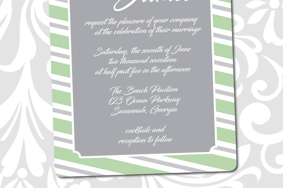 Complete wedding invitation suites - custom printed invitation cards, pocket folders, rsvp cards, envelopes, enclosures, belly bands, monograms squares, custom address printing.