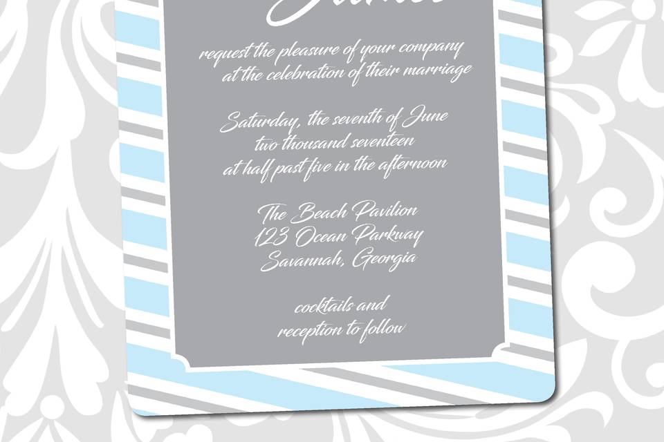 Complete wedding invitation suites - custom printed invitation cards, pocket folders, rsvp cards, envelopes, enclosures, belly bands, monograms squares, custom address printing.