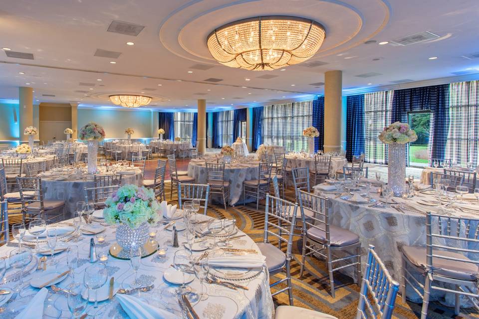 Terrace ballroom reception setup