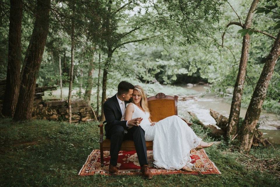 Sweet Newlyweds by the Water