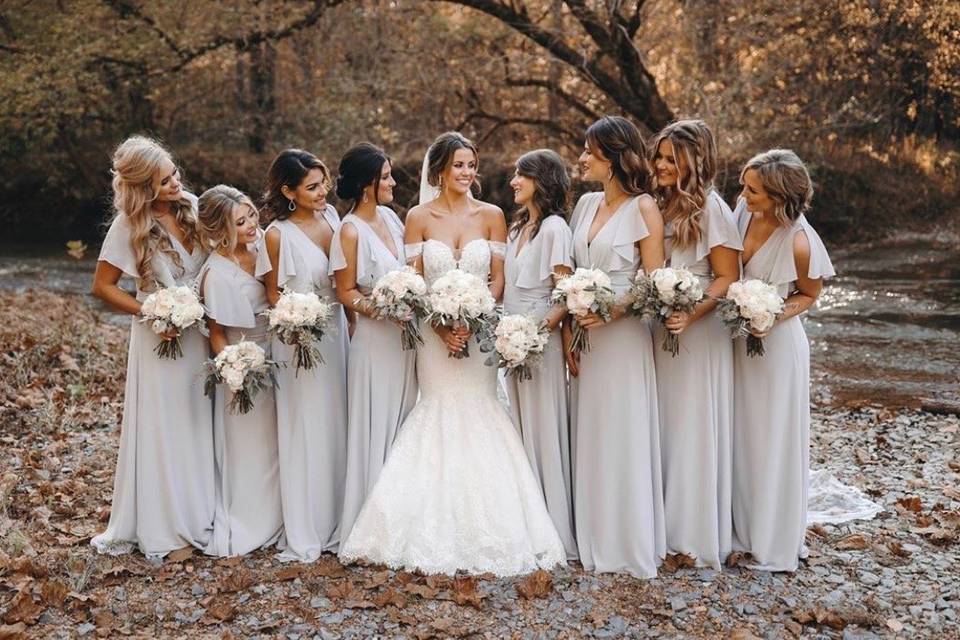 Bridal party at water