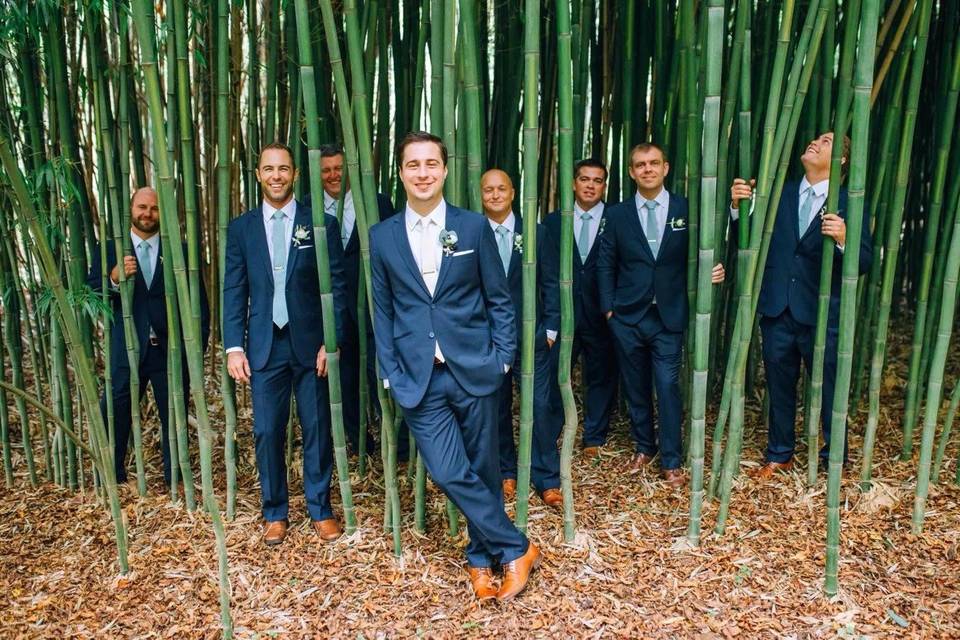 Groomsmen in Bamboo Garden