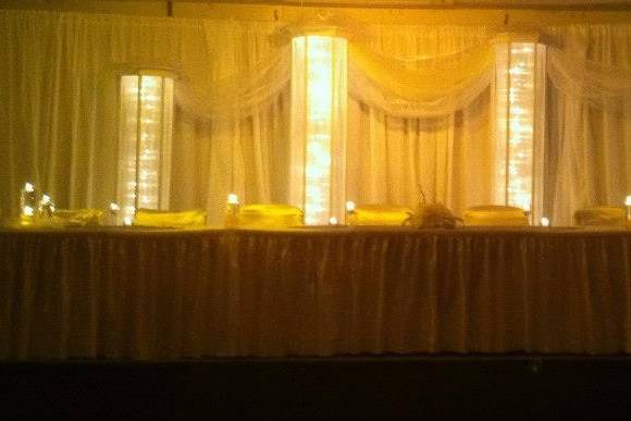 Lighted Columns make a great backdrop behind the head table.