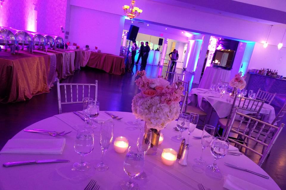 Table setup with centerpiece