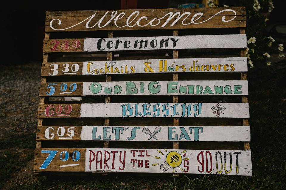 Wedding schedule signboard