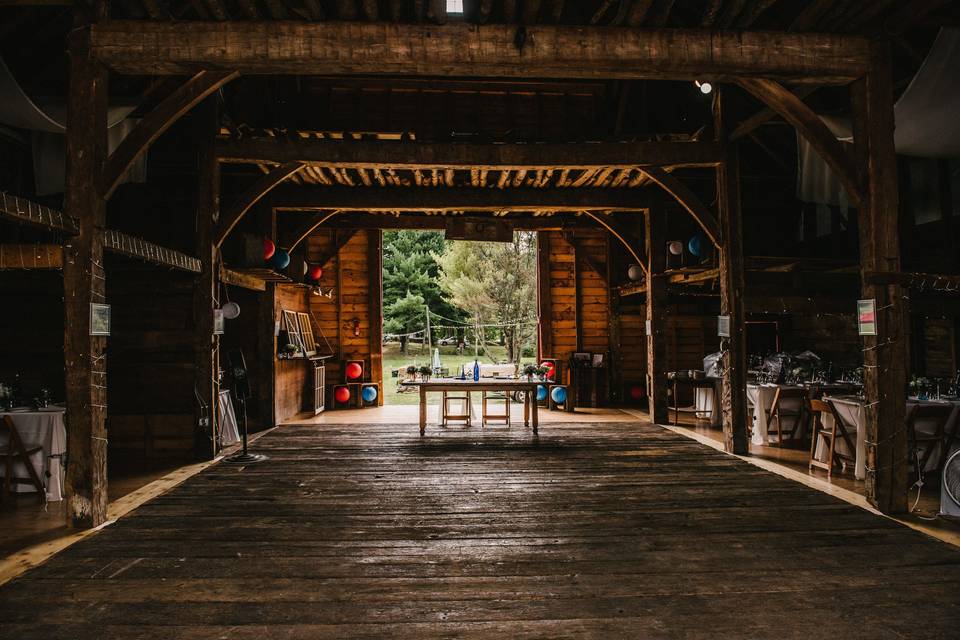 Barn reception setup