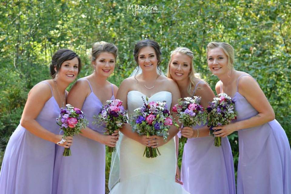 Bride with bridesmaids