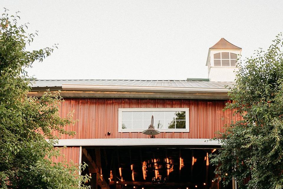 Back view of barn