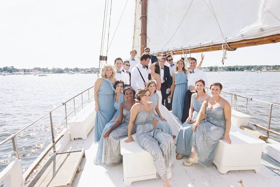 Bridal party sailing