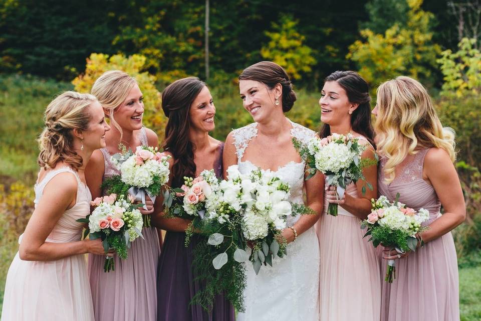 Bride and her bridesmaids