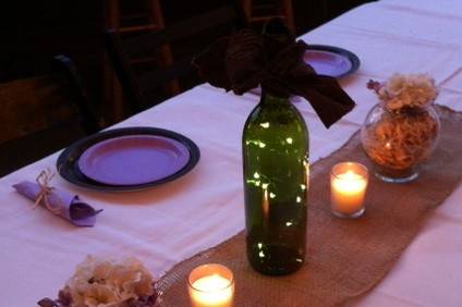 Table setting with candle lighting