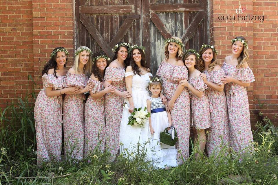 The bride with her bridesmaids